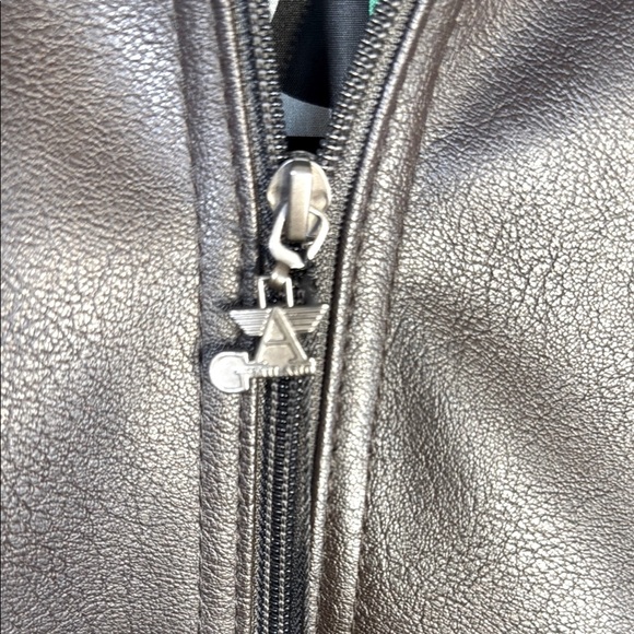 G A Milano NWT Black Faux Leather Bomber Jacket Sleek Fitted Design - Picture 14 of 15